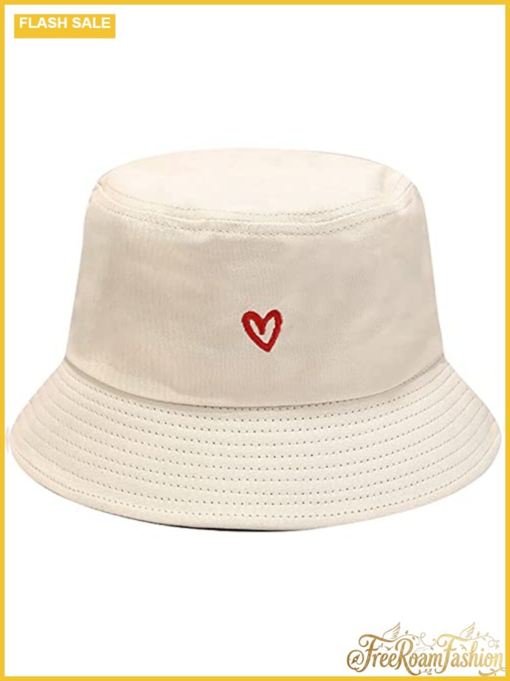 Embroidered Bucket Hat Cotton Fisherman Beach Sun Protection Foldable Travel